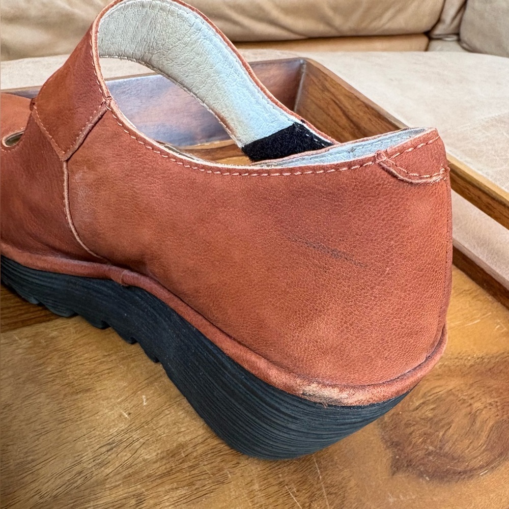 FLY LONDON Yasi Cinnamon Suede Leather Wedge Shoes - Picture 5 of 8